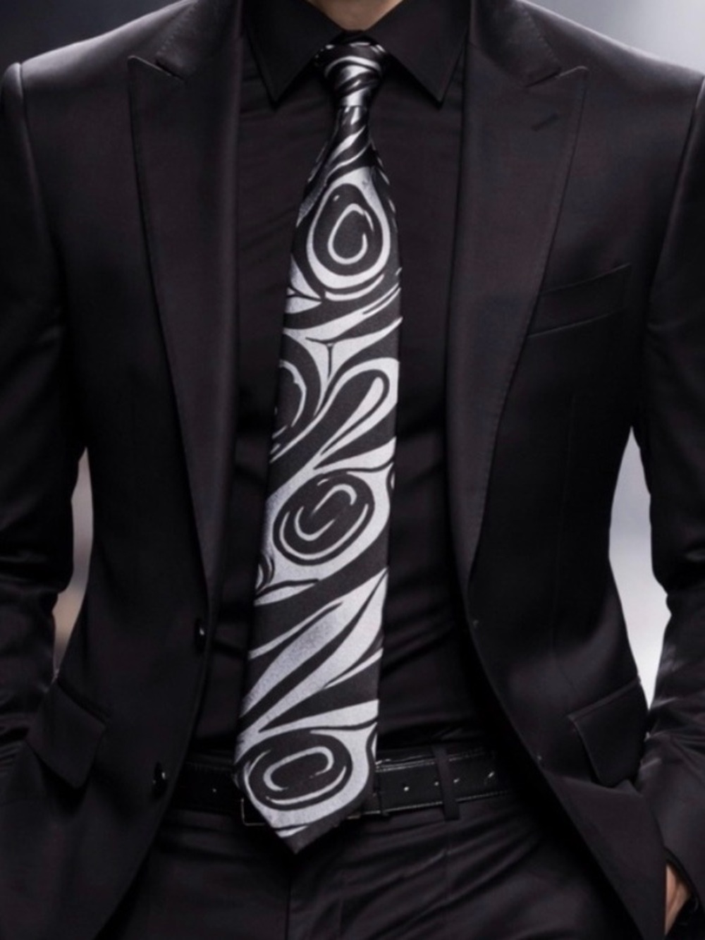Gray & Black Native North West "Power Within"  Men's Neck Tie